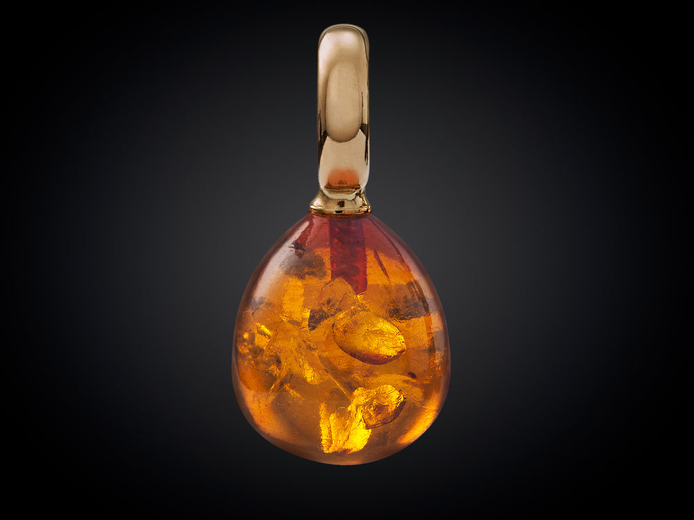 Snoepjes | 14 karaat geelgouden hanger met barnsteen (groot oog)