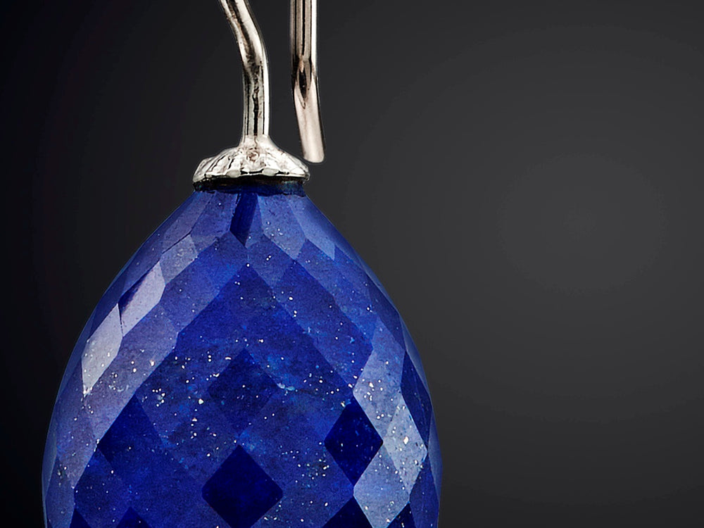 Snoepjes | 14 karaat witgouden lapis lazuli oorhangers