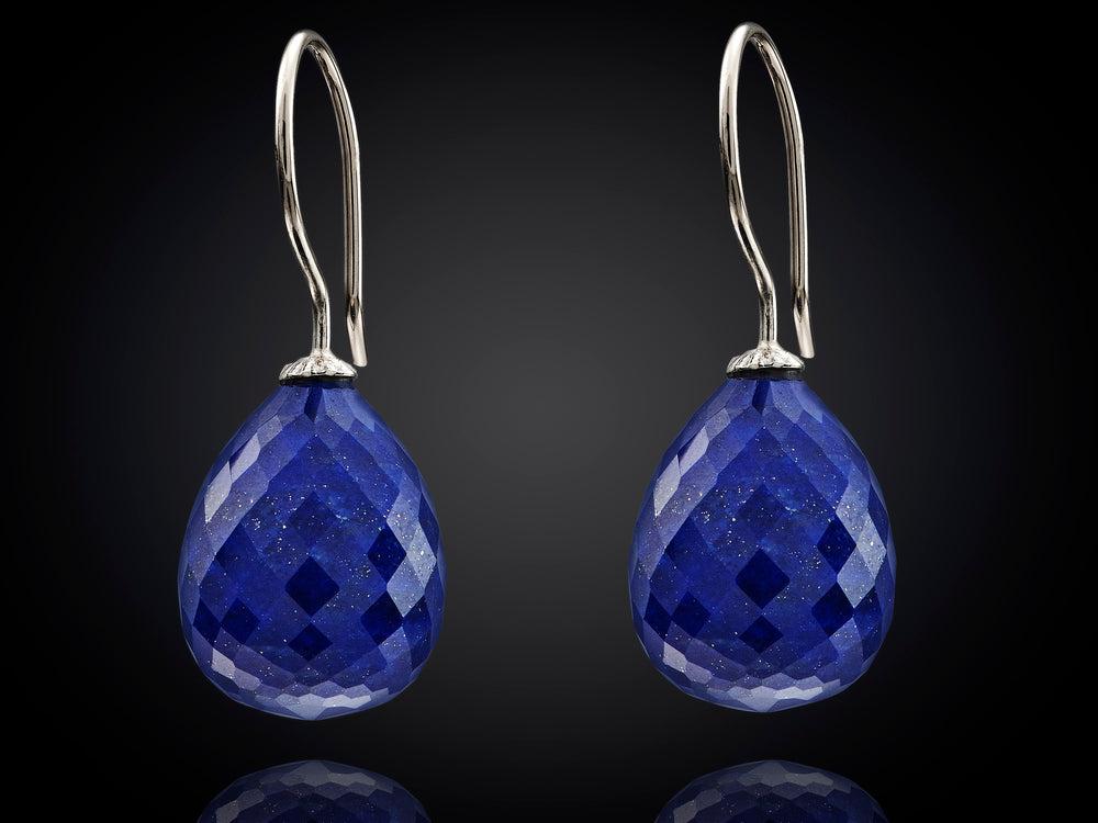 Snoepjes | 14 karaat witgouden lapis lazuli oorhangers