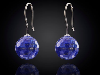 Snoepjes | 14 karaat witgouden donkerblauwe lapis lazuli oorhangers