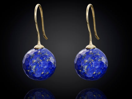 Snoepjes | 14 karaat geelgouden lapis lazuli oorhangers